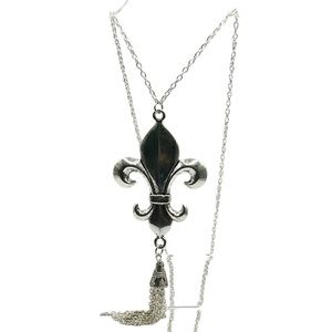 Long Fleur de Lis Tassel necklace